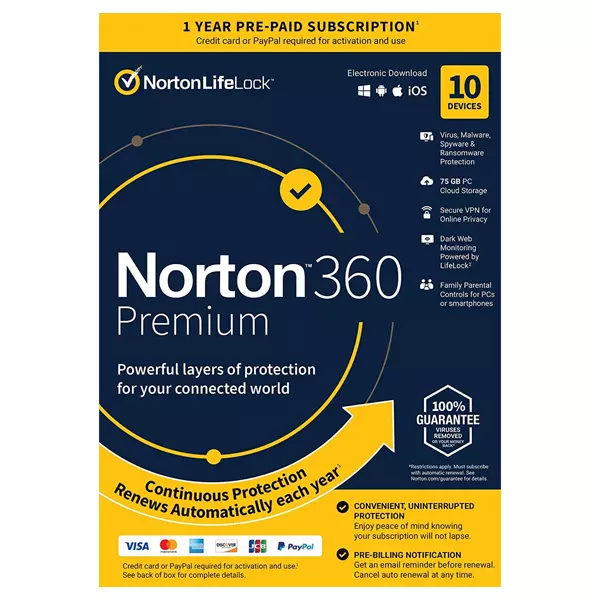 &divide; Norton 360 premium 75gb portugues 1 user 10 device 12mo box
