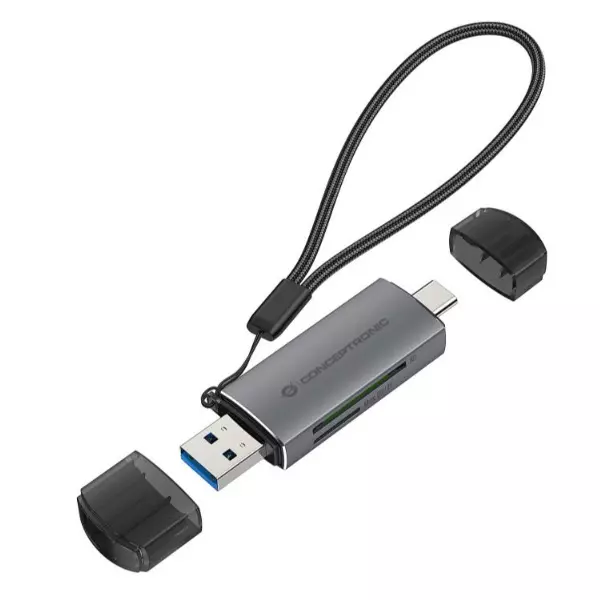 &divide; Card reader externo concentronic bian05g usb-c y usb-a compatible sd, sdhc, sdxc, micro sd