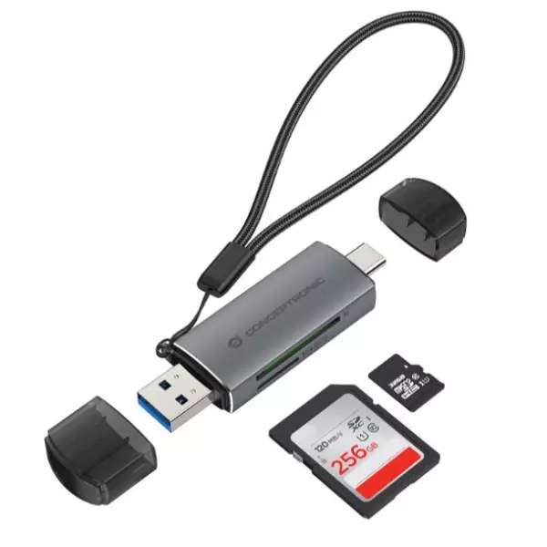 &divide; Card reader externo concentronic bian05g usb-c y usb-a compatible sd, sdhc, sdxc, micro sd