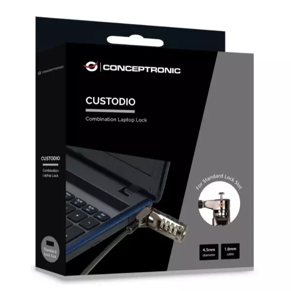 &divide; Cable de seguridad conceptronic custodio01bs por combinacion 4 digitos 1.8m