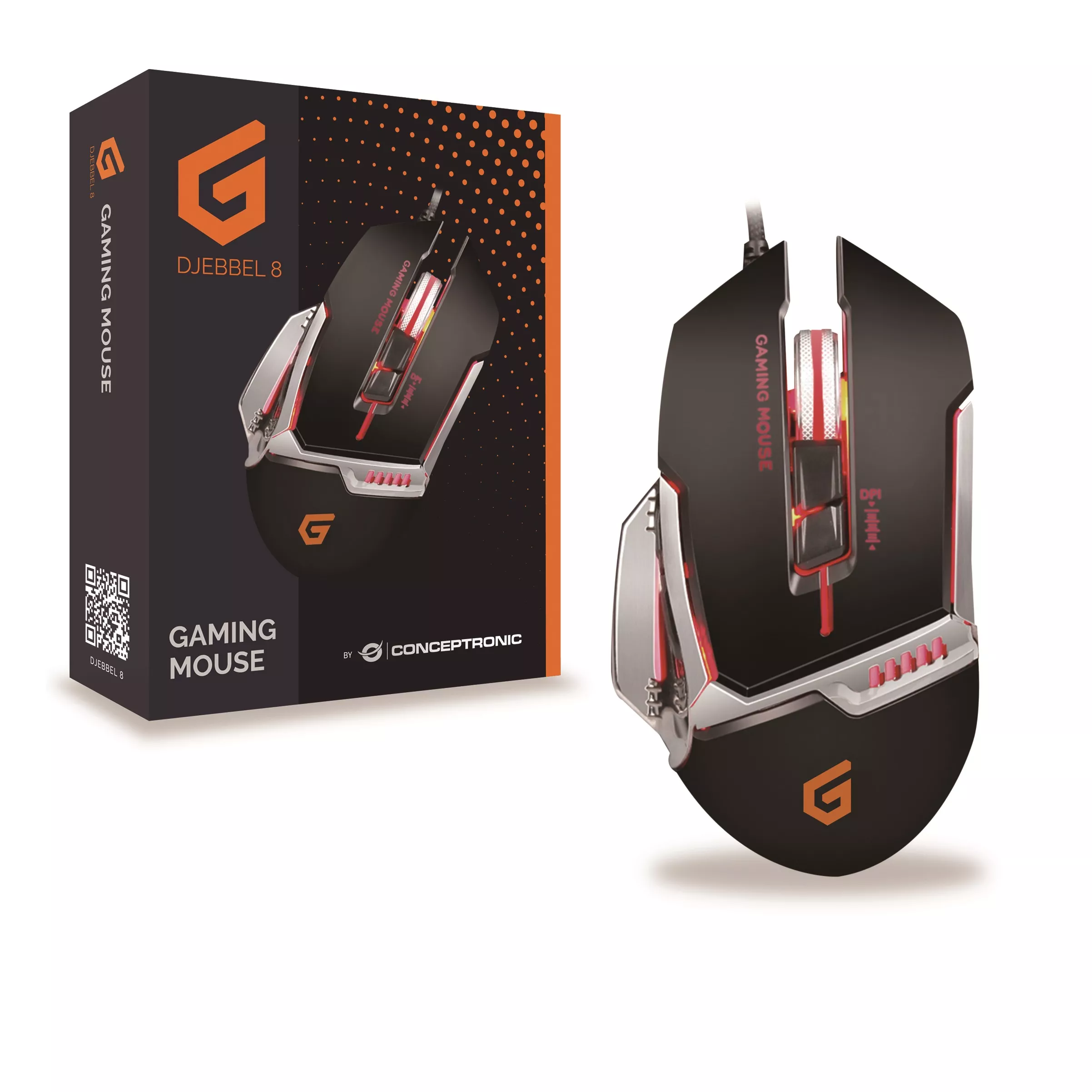 &divide; Mouse conceptronic gaming djebbel02b usb alta sensibilidad sensor 4000dpi botones programables