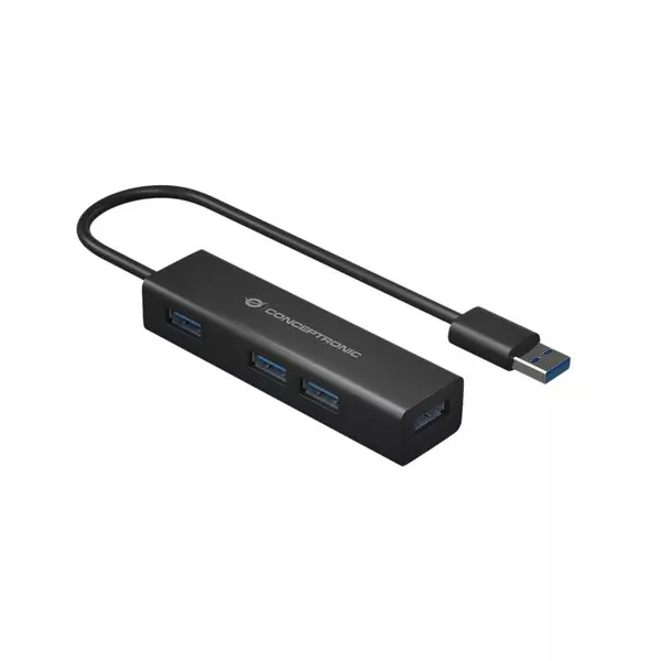 &divide; Hub usb 3.0 conceptronic hubbies06b 4 puertos usb 3.0 con adaptador usb-c color negro carcasa de alu