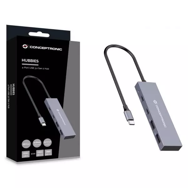 &divide; Hub usb 3.2 conceptronic hubbies13g 2 puertos usb 3.2 usb-c 2 puertos usb-a carcasa de aluminio