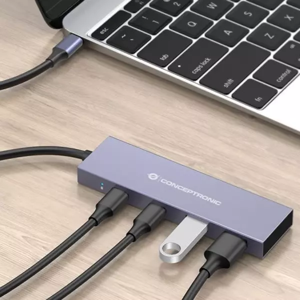 &divide; Hub usb 3.2 conceptronic hubbies13g 2 puertos usb 3.2 usb-c 2 puertos usb-a carcasa de aluminio