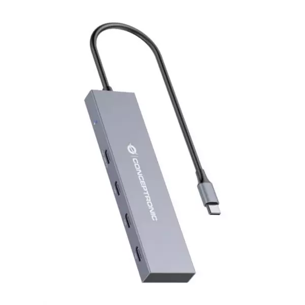 &divide; Hub usb 3.2 conceptronic hubbies14g 4 puertos usb-c 10gbps 100w pd carcasa de aluminio