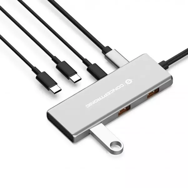 &divide; Hub usb 3.2 conceptronic hubbies17g 7-port usb 3.2 gen 2 hub, 10gbps, usb-c x 4, usb-a x 3, 100w usb