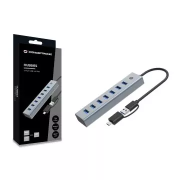 &divide; Hub usb 3.0 conceptronic hubbies21g 7 puertos  usb-c a  7xusb-a