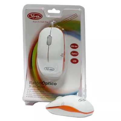 &divide; Mouse 3free mcm101/wo dise?o blanco naranja