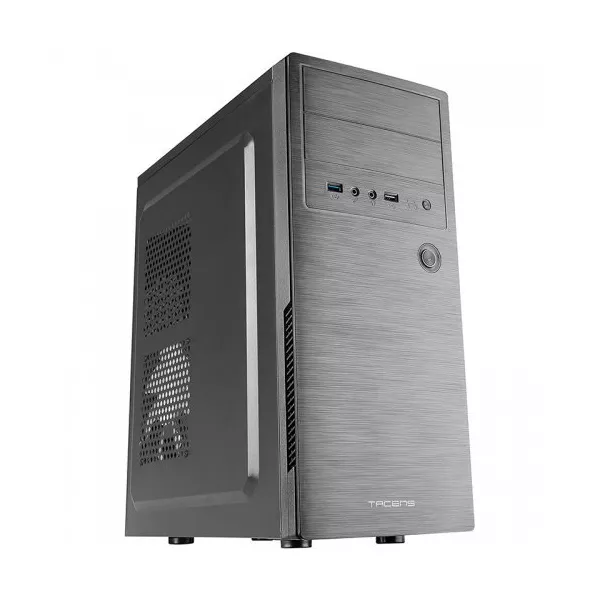 &divide; Caja atx tacens initiox black frontal con acabado aluminio pulido 2xbahia externa 5.25" 2x