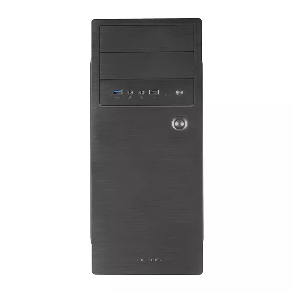 &divide; Caja atx tacens initiox black frontal con acabado aluminio pulido 2xbahia externa 5.25" 2x