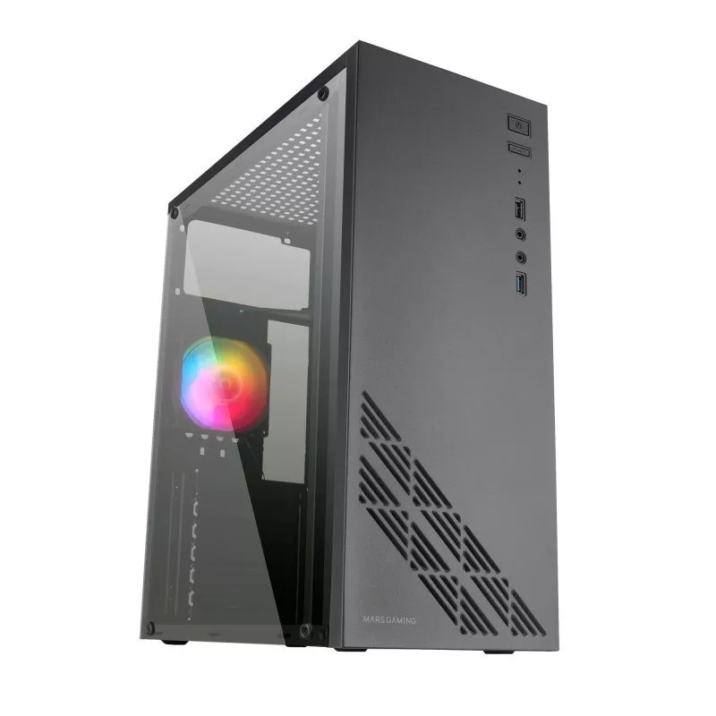 &divide; Caja atx mars gaming mc100 black frontal y chasis en acero ultra-ligero 1xventilado