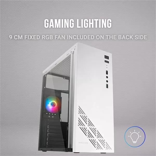 &divide; Caja atx mars gaming mc100 white frontal y chasis en acero ultra-ligero 1xventilado
