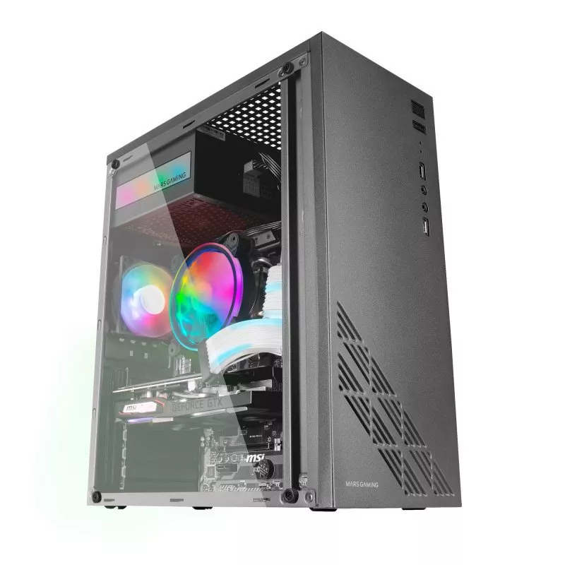 &divide; Caja atx mars gaming mc100 black frontal y chasis en acero ultra-ligero 1xventilado