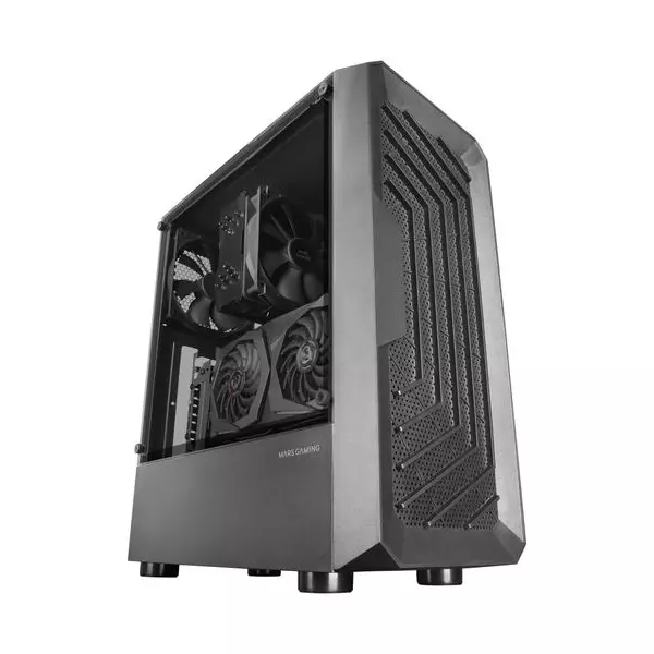 &divide; Caja atx mars gaming mc-2000 black frontal mesh ventana lateral camara dual sin fue