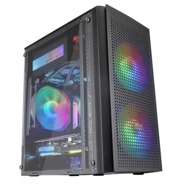 &divide; Caja microatx gaming mars gaming mc300 black frontal mesh 3xventiladores 120mm rgb lateral de crista