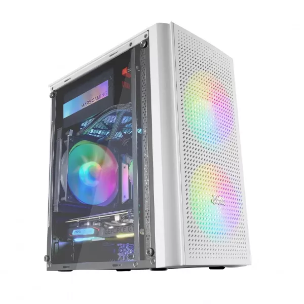 &divide; Caja microatx gaming mars gaming mc300 white frontal mesh 3xventiladores 120mm rgb lateral de crista