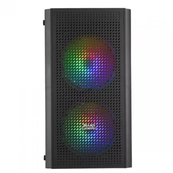 &divide; Caja microatx gaming mars gaming mc300 black frontal mesh 3xventiladores 120mm rgb lateral de crista