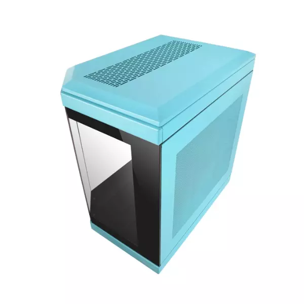 &divide; Caja atx semitorre gaming mars gaming mc3t color azul vista panoramica 3 paneles de cristal templado
