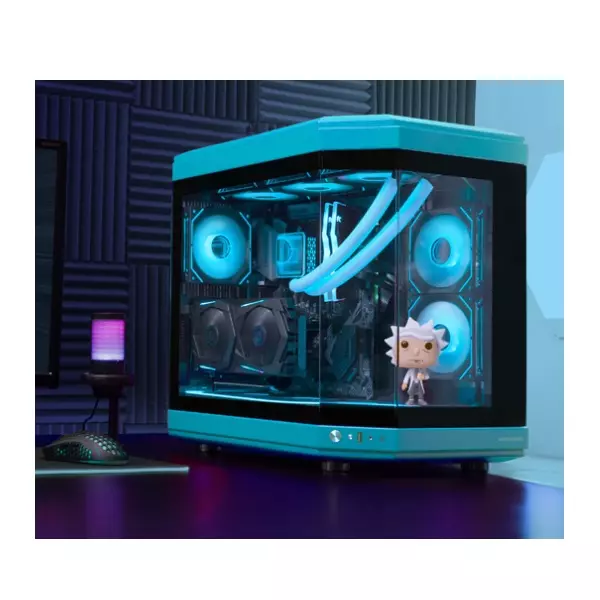 &divide; Caja atx semitorre gaming mars gaming mc3t color azul vista panoramica 3 paneles de cristal templado