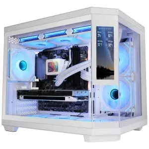 &divide; Caja microatx mars gaming mc3tcorelcdmw gpu max 315mm lcd cristal templado color blanco.