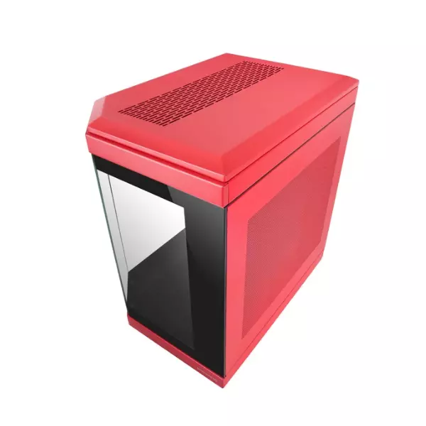 &divide; Caja atx semitorre gaming mars gaming mc3t color rojo vista panoramica 3 paneles de cristal templado
