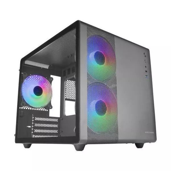 &divide; Caja microatx cube gaming mars gaming mc400 black frontal mesh dise?o cube 3xventiladores 120mm rgb