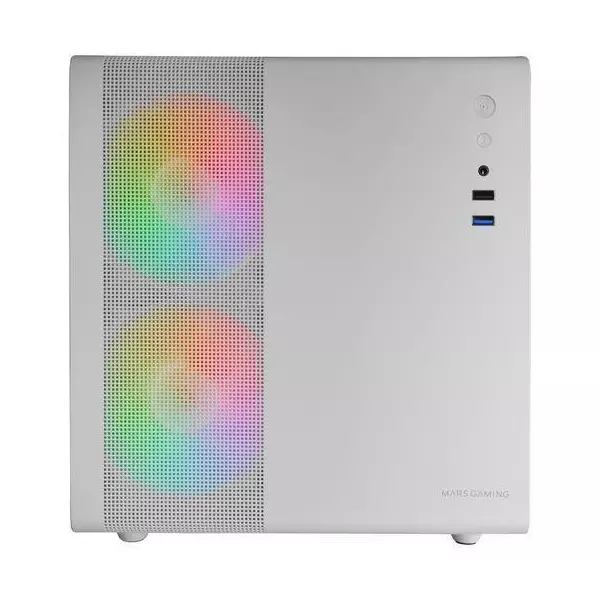 &divide; Caja microatx cube gaming mars gaming mc400 white frontal mesh dise?o cube 3xventiladores 120mm rgb