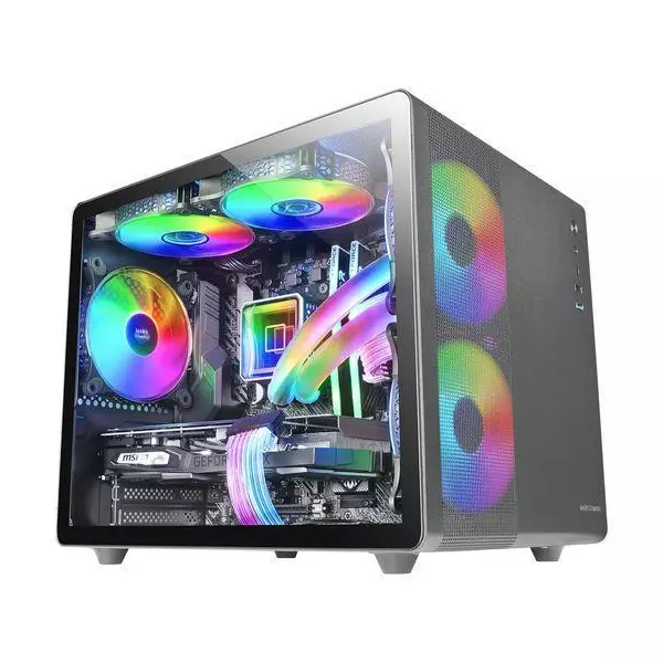 &divide; Caja microatx cube gaming mars gaming mc400 black frontal mesh dise?o cube 3xventiladores 120mm rgb