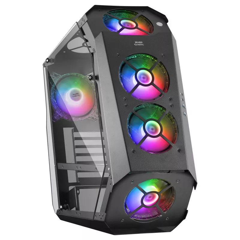&divide; Caja atx mars gaming mc51 black dise?o extremo 5 ventiladores 120mm chroma rgb late