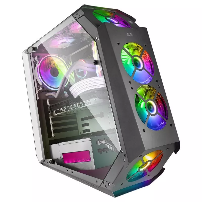 &divide; Caja atx mars gaming mc51 black dise?o extremo 5 ventiladores 120mm chroma rgb late