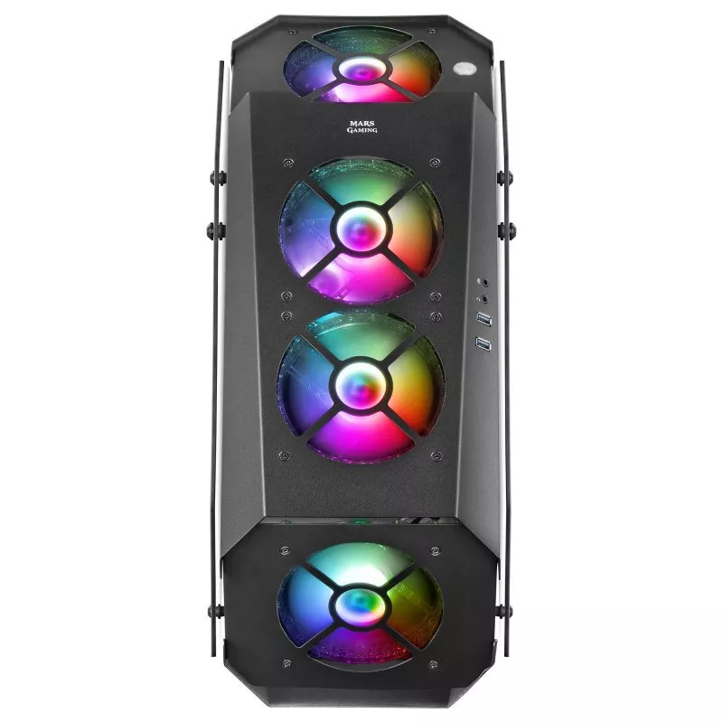 &divide; Caja atx mars gaming mc51 black dise?o extremo 5 ventiladores 120mm chroma rgb late