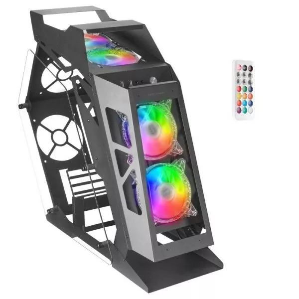&divide; Caja microatx gaming mars gaming mc61 black dise?o premium controladora argb con mando 4 ventiladore