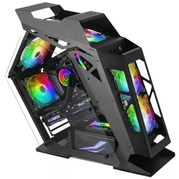 &divide; Caja microatx gaming mars gaming mc61 black dise?o premium controladora argb con mando 4 ventiladore