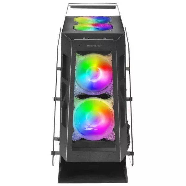 &divide; Caja microatx gaming mars gaming mc61 black dise?o premium controladora argb con mando 4 ventiladore