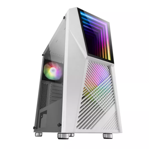 &divide; Caja atx mars gaming mc777 white frontal con espejo infintio argb 2xventiladores 12