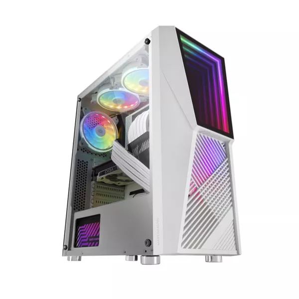 &divide; Caja atx mars gaming mc777 white frontal con espejo infintio argb 2xventiladores 12