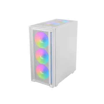 &divide; Caja atx mars gaming mcairw frontal blanco de malla 4x120mm rainbow