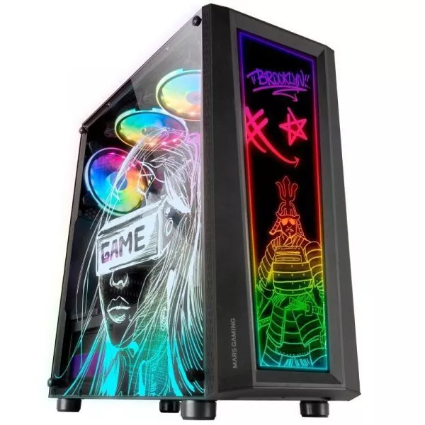 &divide; Caja atx mars gaming mc-art black lateral y frontal personalizable con iluminacion