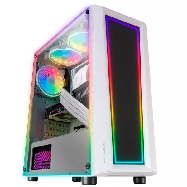 &divide; Caja atx mars gaming mc-art white lateral y frontal personalizable con iluminacion