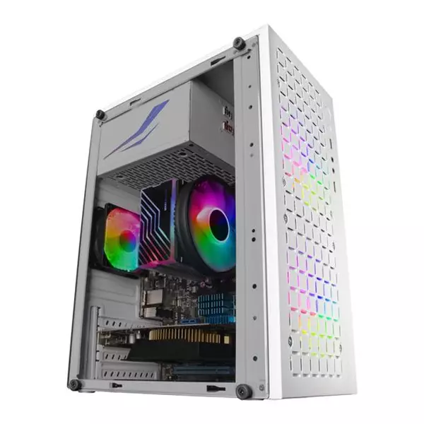 &divide; Caja microatx gaming mars gaming mc-core white frontal metal-mesh con 2 ventiladores frgb 120mm vent