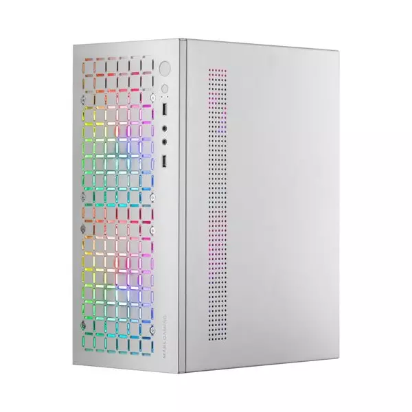 &divide; Caja microatx gaming mars gaming mc-core white frontal metal-mesh con 2 ventiladores frgb 120mm vent