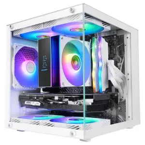 &divide; Caja microatx mars gaming mc-cubew gpu max 260mm cubo panoramico argb usb-c blanca