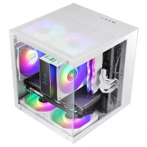 &divide; Caja microatx mars gaming mc-cubew gpu max 260mm cubo panoramico argb usb-c blanca