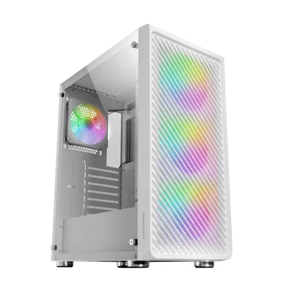&divide; Caja atx mars gaming mc-f white frontal metal mesh 3 ventiladores argb 120mm +1 tra
