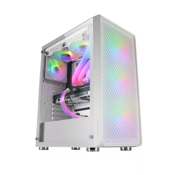 &divide; Caja atx mars gaming mc-f white frontal metal mesh 3 ventiladores argb 120mm +1 tra