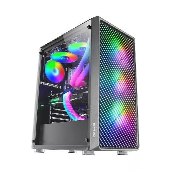 &divide; Caja atx mars gaming mc-f black frontal metal mesh 3 ventiladores argb 120mm +1 tra