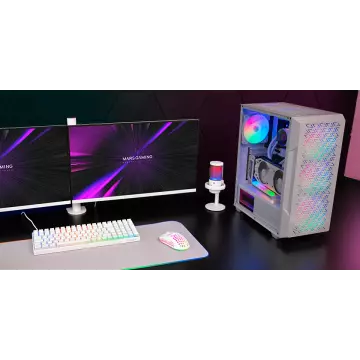 &divide; Caja atx mars gaming mcgeo frontal blanco de malla geometrica 4x120mm frgb rainbow