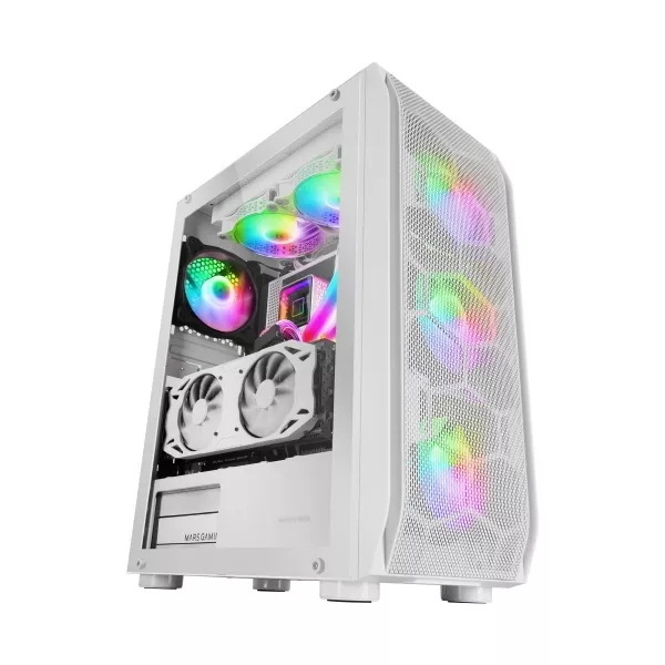 &divide; Caja e-atx mars gaming mc-kx xxl white lateral cristal templado frontal mesh incluye 5