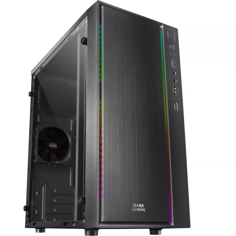 &divide; Caja microatx gaming mars gaming mcm black frontal linea rgb ventana lateral total usb3.0 + usb 2.0