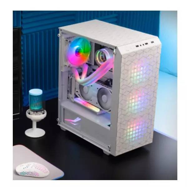 &divide; Caja atx mars gaming mcmagw blancafrontal doble rejilla magnetica lateral cristal t